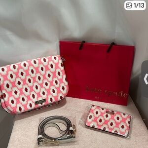 Kate Spade Pink and White Floral Crossbody Bag